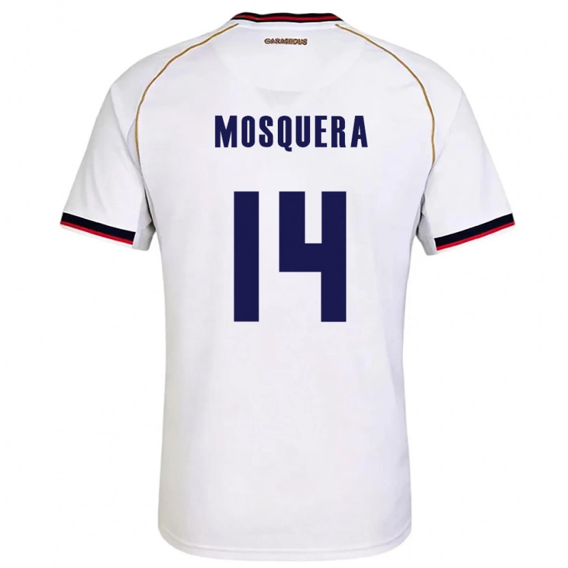 Danxen Mujer Camiseta Panamá Aaron Mosquera #14 Blanco Rojo 2ª Equipación 26-28 La Camisa México