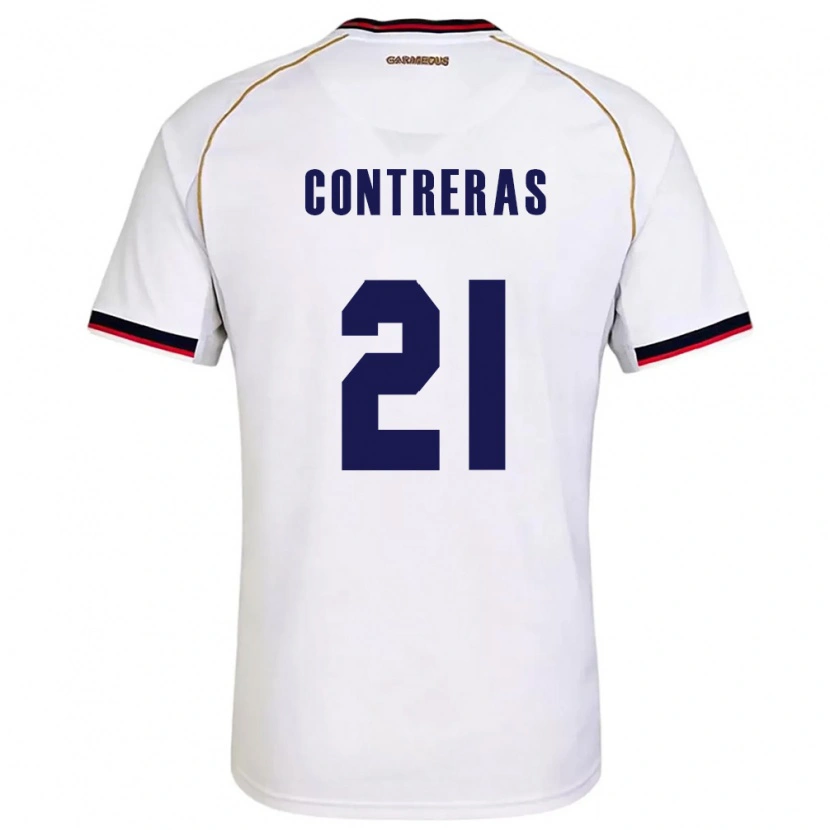 Danxen Mujer Camiseta Panamá Davis Contreras #21 Blanco Rojo 2ª Equipación 26-28 La Camisa México