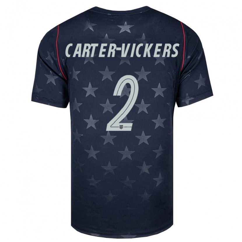 Danxen Mujer Camiseta Estados Unidos Cameron Carter-Vickers #2 Negro Blanco Rojo 2ª Equipación 26-28 La Camisa México