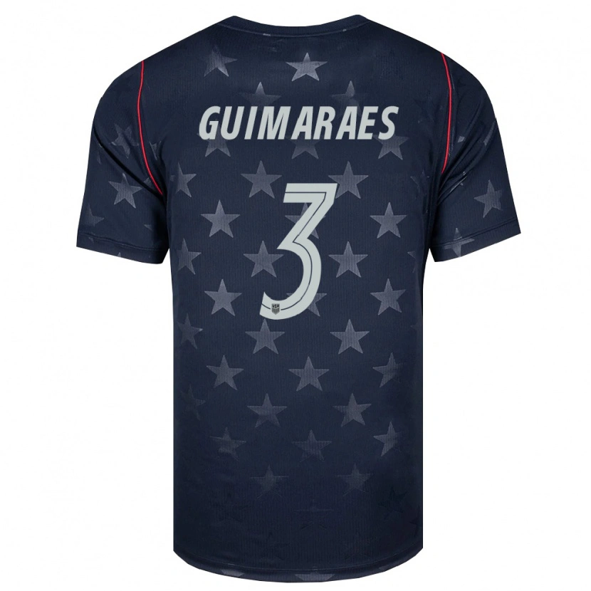 Danxen Mujer Camiseta Estados Unidos Pedro Guimaraes #3 Negro Blanco Rojo 2ª Equipación 26-28 La Camisa México