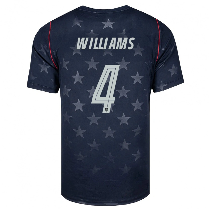 Danxen Mujer Camiseta Estados Unidos Thomas Williams #4 Negro Blanco Rojo 2ª Equipación 26-28 La Camisa México