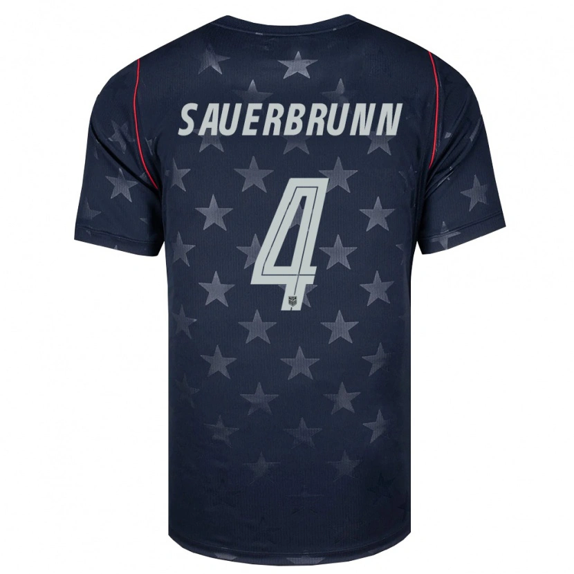 Danxen Mujer Camiseta Estados Unidos Becky Sauerbrunn #4 Negro Blanco Rojo 2ª Equipación 26-28 La Camisa México