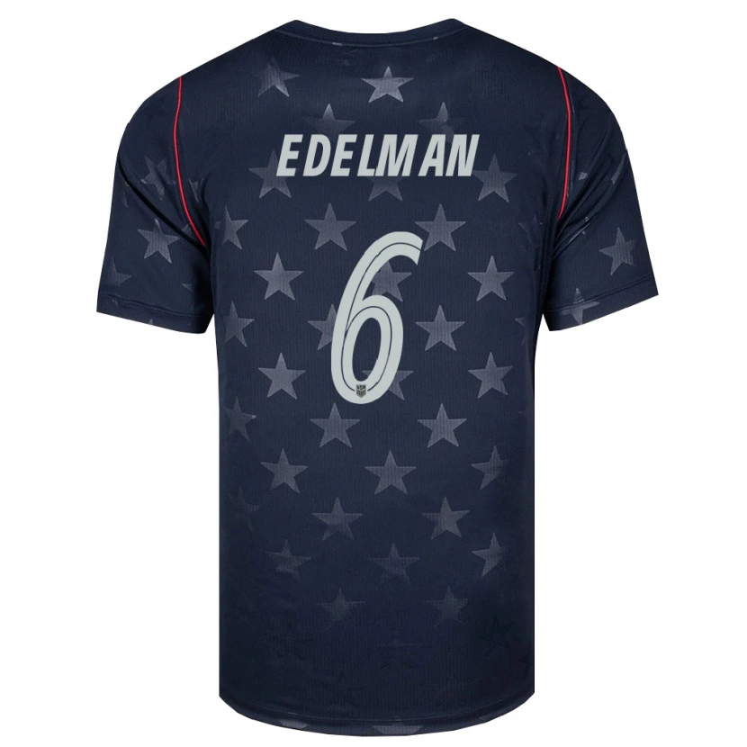 Danxen Mujer Camiseta Estados Unidos Daniel Edelman #6 Negro Blanco Rojo 2ª Equipación 26-28 La Camisa México