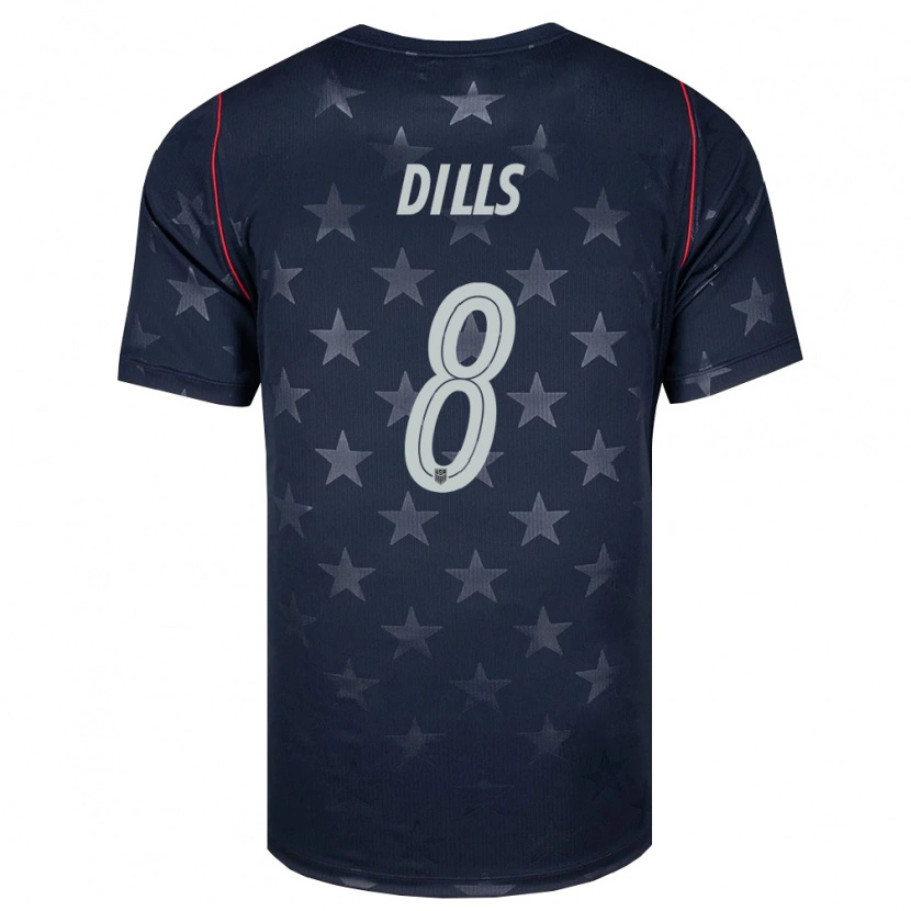 Danxen Mujer Camiseta Estados Unidos Marvin Dills #8 Negro Blanco Rojo 2ª Equipación 26-28 La Camisa México