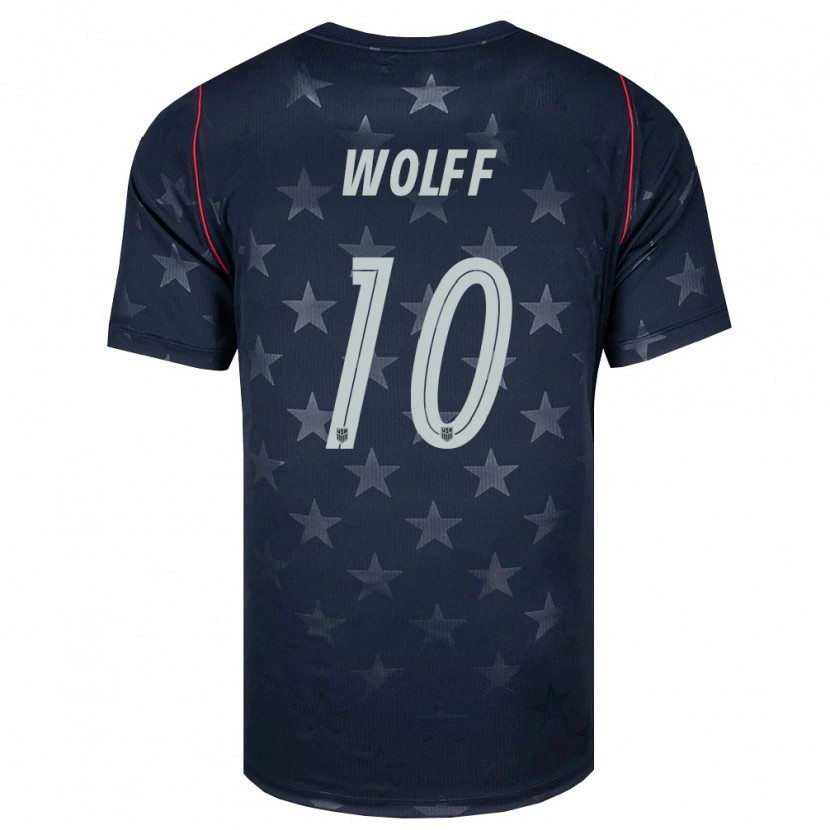 Danxen Mujer Camiseta Estados Unidos Owen Wolff #10 Negro Blanco Rojo 2ª Equipación 26-28 La Camisa México