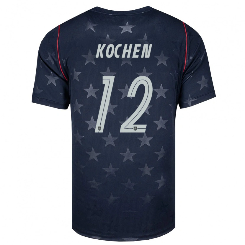 Danxen Mujer Camiseta Estados Unidos Diego Kochen #12 Negro Blanco Rojo 2ª Equipación 26-28 La Camisa México