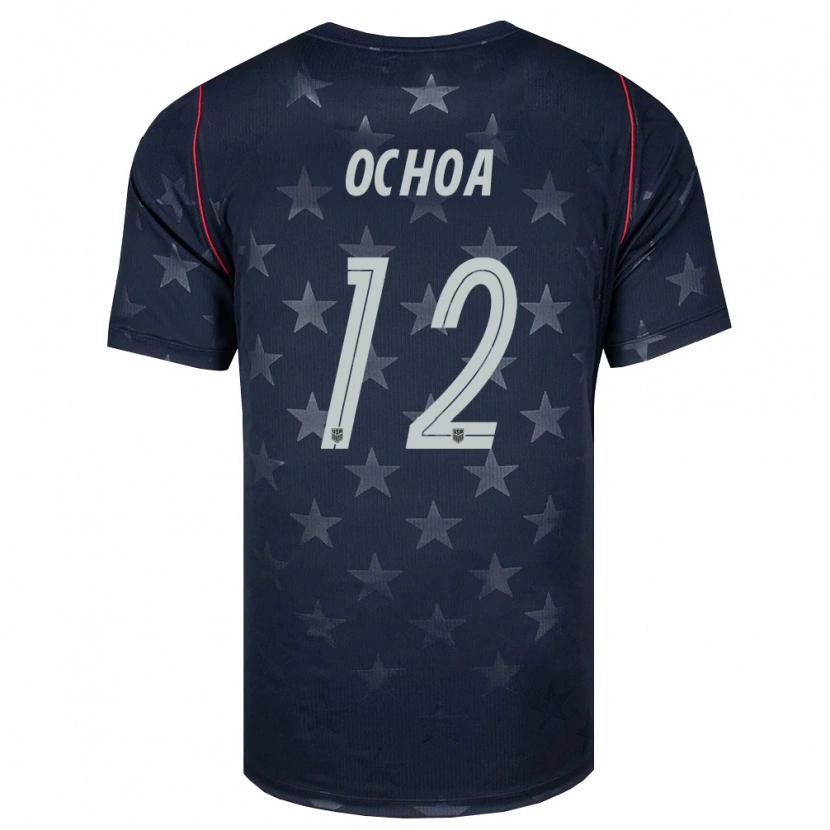 Danxen Mujer Camiseta Estados Unidos Emmanuel Ochoa #12 Negro Blanco Rojo 2ª Equipación 26-28 La Camisa México