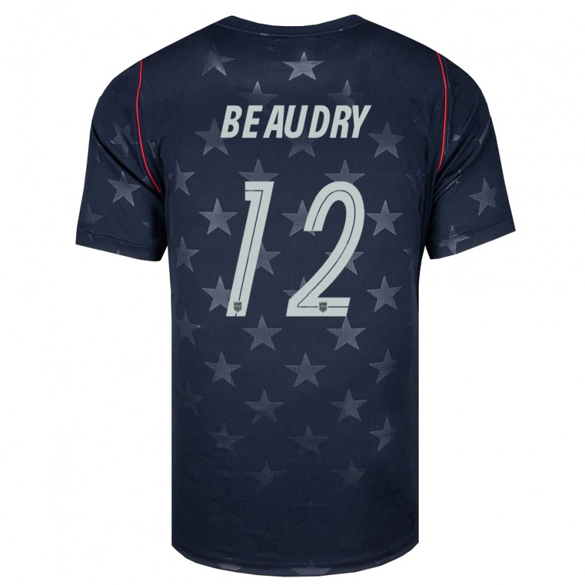 Danxen Mujer Camiseta Estados Unidos Adam Beaudry #12 Negro Blanco Rojo 2ª Equipación 26-28 La Camisa México