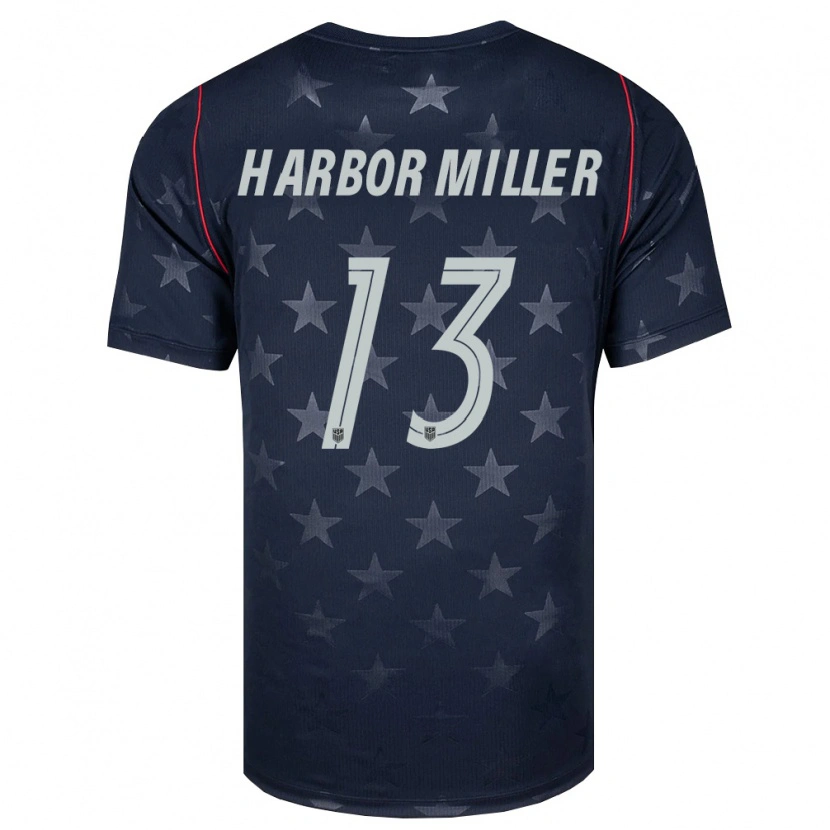 Danxen Mujer Camiseta Estados Unidos Harbor Miller #13 Negro Blanco Rojo 2ª Equipación 26-28 La Camisa México