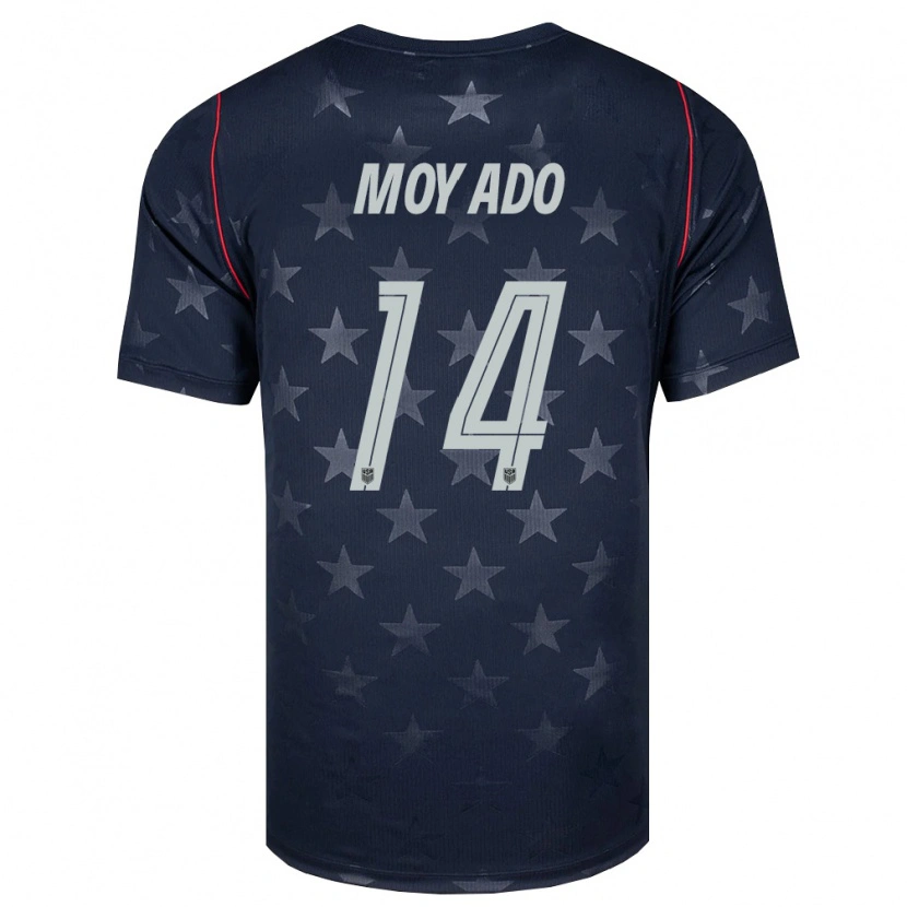 Danxen Mujer Camiseta Estados Unidos Bryan Moyado #14 Negro Blanco Rojo 2ª Equipación 26-28 La Camisa México