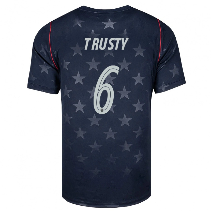Danxen Mujer Camiseta Estados Unidos Auston Trusty #6 Negro Blanco Rojo 2ª Equipación 26-28 La Camisa México