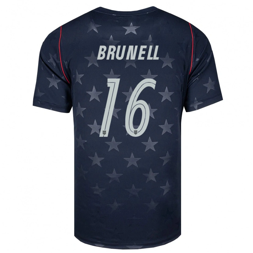 Danxen Mujer Camiseta Estados Unidos Snyder Brunell #16 Negro Blanco Rojo 2ª Equipación 26-28 La Camisa México