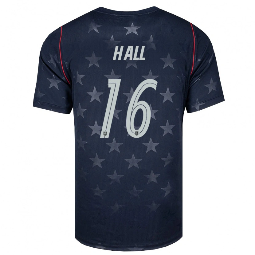 Danxen Mujer Camiseta Estados Unidos Julian Hall #16 Negro Blanco Rojo 2ª Equipación 26-28 La Camisa México