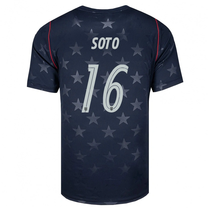 Danxen Mujer Camiseta Estados Unidos Ezekiel Soto #16 Negro Blanco Rojo 2ª Equipación 26-28 La Camisa México