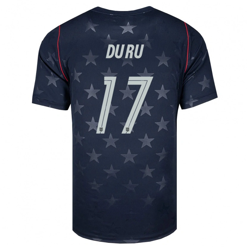 Danxen Mujer Camiseta Estados Unidos Leo Duru #17 Negro Blanco Rojo 2ª Equipación 26-28 La Camisa México