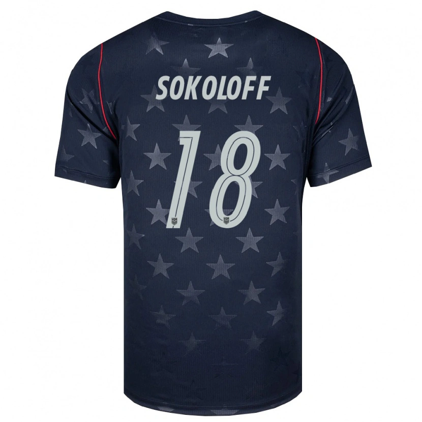 Danxen Mujer Camiseta Estados Unidos Paul Sokoloff #18 Negro Blanco Rojo 2ª Equipación 26-28 La Camisa México