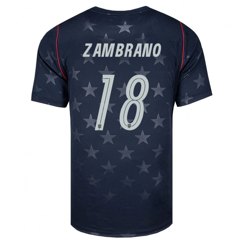 Danxen Mujer Camiseta Estados Unidos Marcos Zambrano #18 Negro Blanco Rojo 2ª Equipación 26-28 La Camisa México