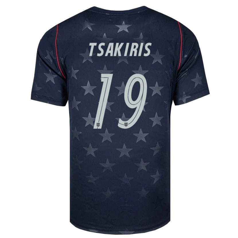 Danxen Mujer Camiseta Estados Unidos Mateo Tsakiris #19 Negro Blanco Rojo 2ª Equipación 26-28 La Camisa México