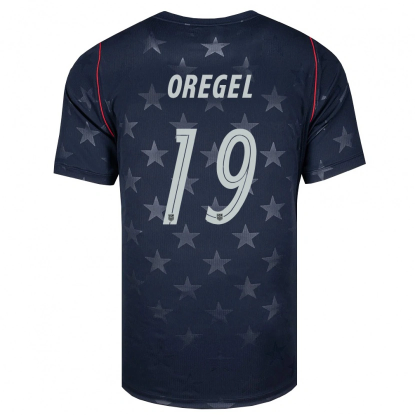 Danxen Mujer Camiseta Estados Unidos Sergio Oregel #19 Negro Blanco Rojo 2ª Equipación 26-28 La Camisa México