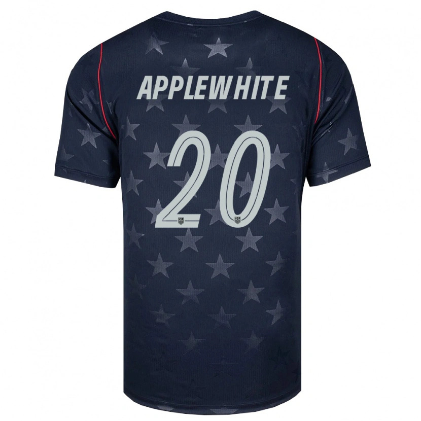 Danxen Mujer Camiseta Estados Unidos Christopher Applewhite #20 Negro Blanco Rojo 2ª Equipación 26-28 La Camisa México