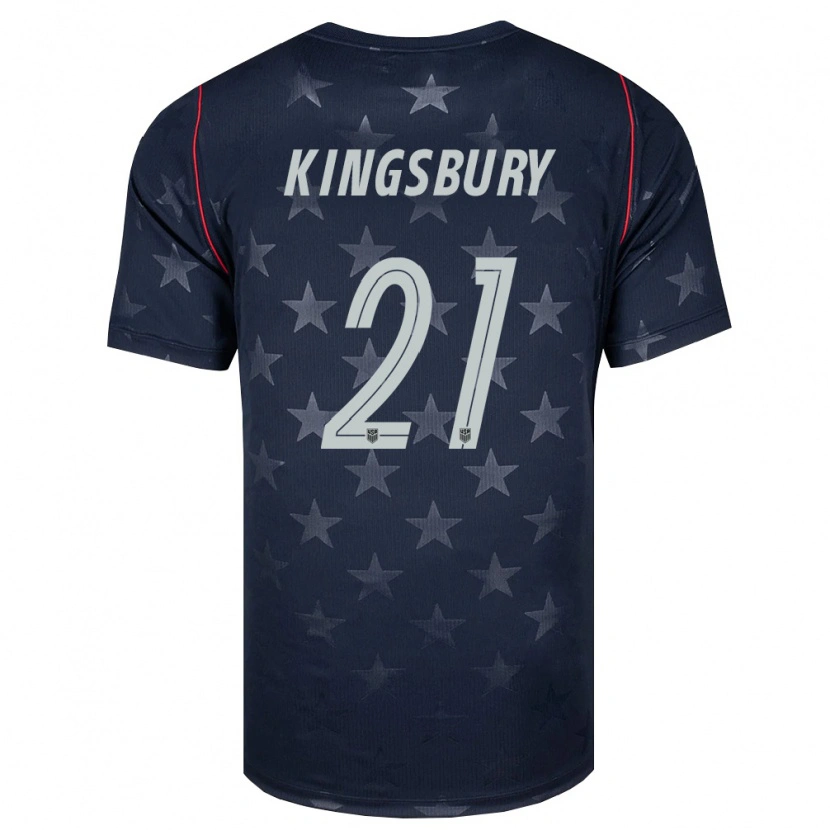 Danxen Mujer Camiseta Estados Unidos Aubrey Kingsbury #21 Negro Blanco Rojo 2ª Equipación 26-28 La Camisa México