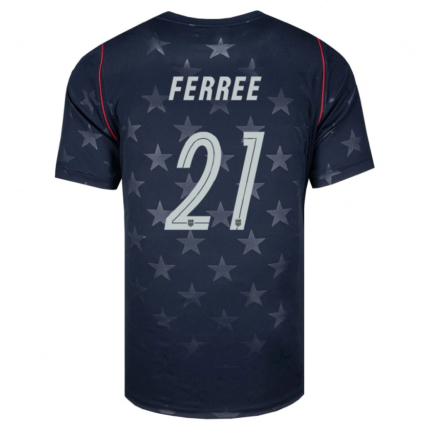 Danxen Mujer Camiseta Estados Unidos Duran Ferree #21 Negro Blanco Rojo 2ª Equipación 26-28 La Camisa México
