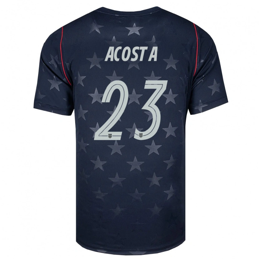 Danxen Mujer Camiseta Estados Unidos Kellyn Acosta #23 Negro Blanco Rojo 2ª Equipación 26-28 La Camisa México