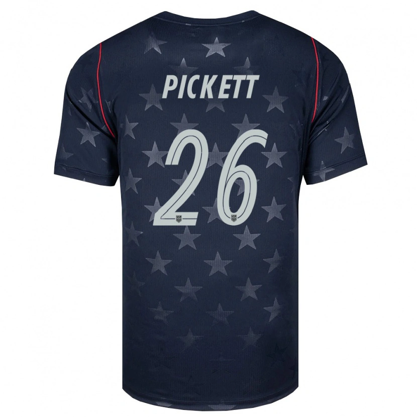 Danxen Mujer Camiseta Estados Unidos Carson Pickett #26 Negro Blanco Rojo 2ª Equipación 26-28 La Camisa México