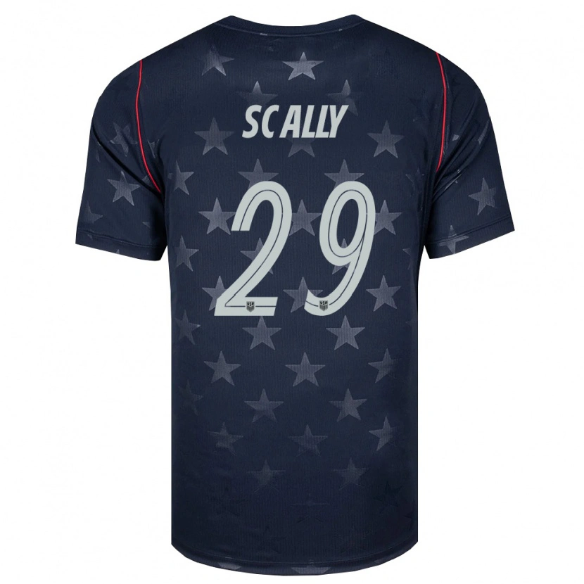 Danxen Mujer Camiseta Estados Unidos Joseph Scally #29 Negro Blanco Rojo 2ª Equipación 26-28 La Camisa México