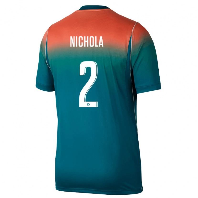 Danxen Mujer Camiseta Australia Malual Nichola #2 Verde Rosa 2ª Equipación 26-28 La Camisa México