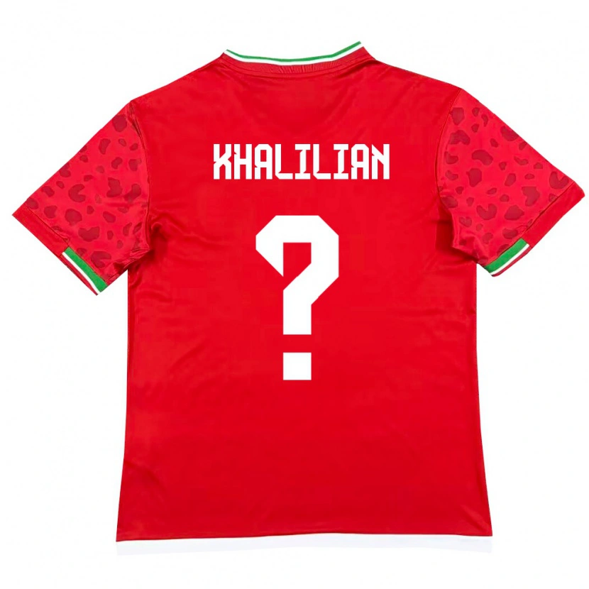 Danxen Mujer Camiseta Irán Abolfazl Khalilian #0 Rojo Blanco 2ª Equipación 26-28 La Camisa México
