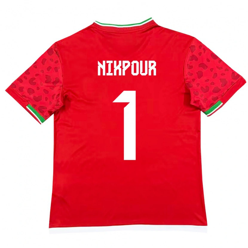 Danxen Mujer Camiseta Irán Amirhossein Nikpour #1 Rojo Blanco 2ª Equipación 26-28 La Camisa México
