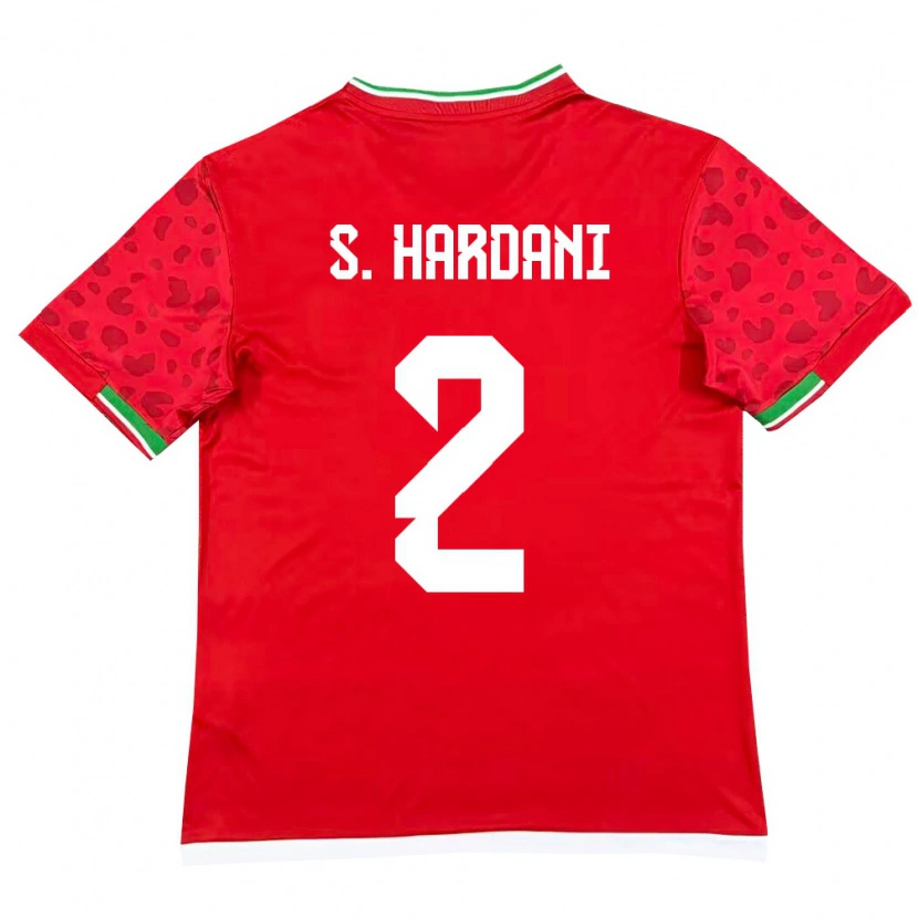 Danxen Mujer Camiseta Irán Saleh Hardani #2 Rojo Blanco 2ª Equipación 26-28 La Camisa México
