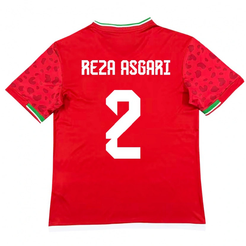 Danxen Mujer Camiseta Irán Mohammad Reza Asgari #2 Rojo Blanco 2ª Equipación 26-28 La Camisa México