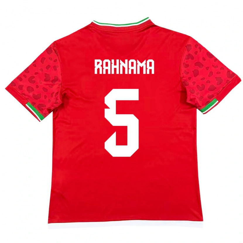 Danxen Mujer Camiseta Irán Mohammadali Rahnama #5 Rojo Blanco 2ª Equipación 26-28 La Camisa México