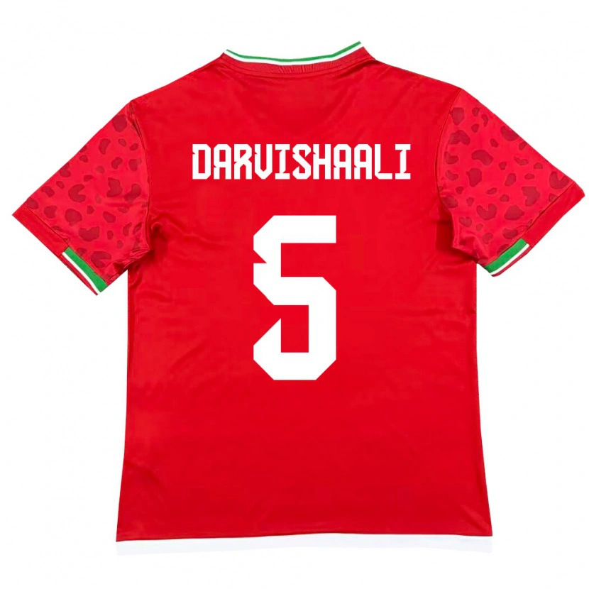 Danxen Mujer Camiseta Irán Erfan Darvishaali #5 Rojo Blanco 2ª Equipación 26-28 La Camisa México