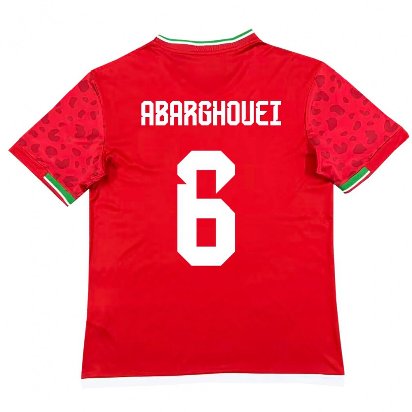Danxen Mujer Camiseta Irán Hossein Abarghouei #6 Rojo Blanco 2ª Equipación 26-28 La Camisa México