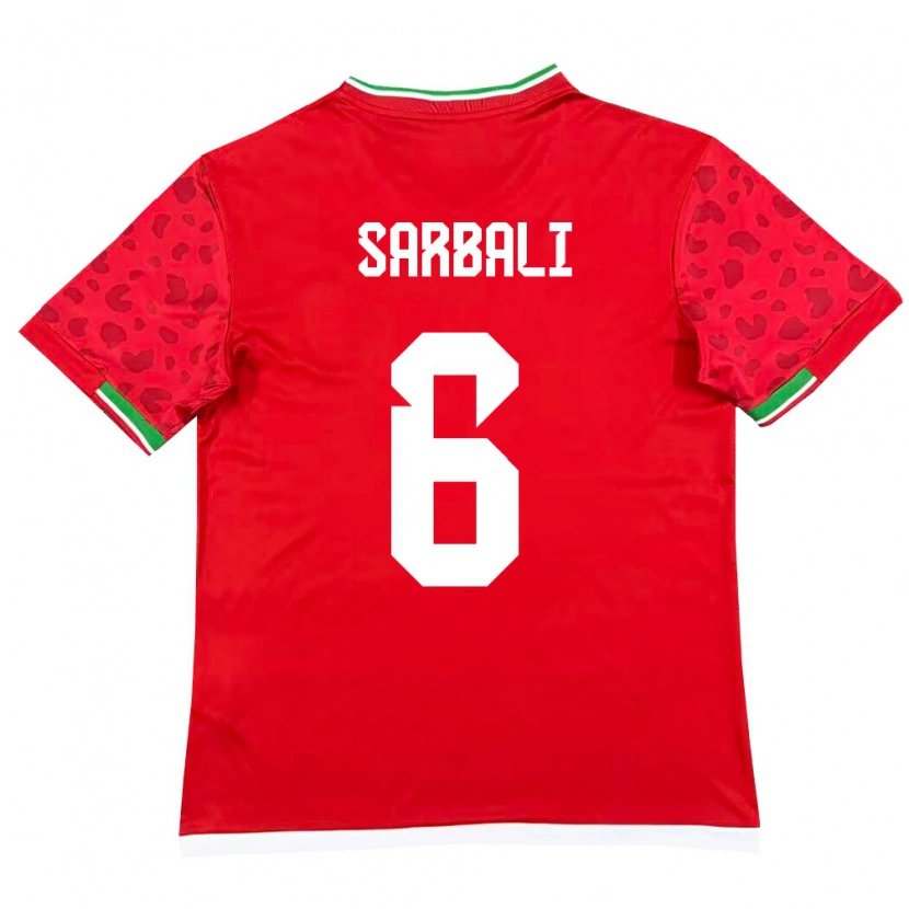 Danxen Mujer Camiseta Irán Zahra Sarbali #6 Rojo Blanco 2ª Equipación 26-28 La Camisa México