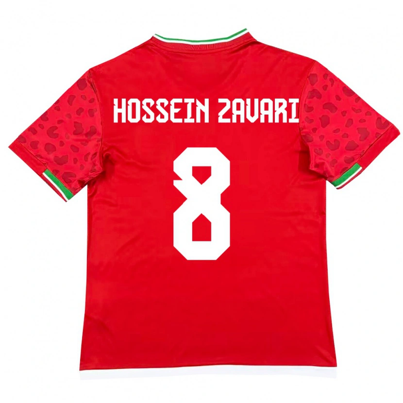 Danxen Mujer Camiseta Irán Mohammad Hossein Zavari #8 Rojo Blanco 2ª Equipación 26-28 La Camisa México