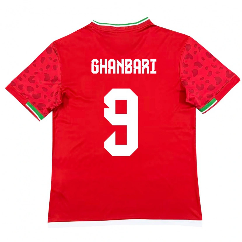 Danxen Mujer Camiseta Irán Zahra Ghanbari #9 Rojo Blanco 2ª Equipación 26-28 La Camisa México