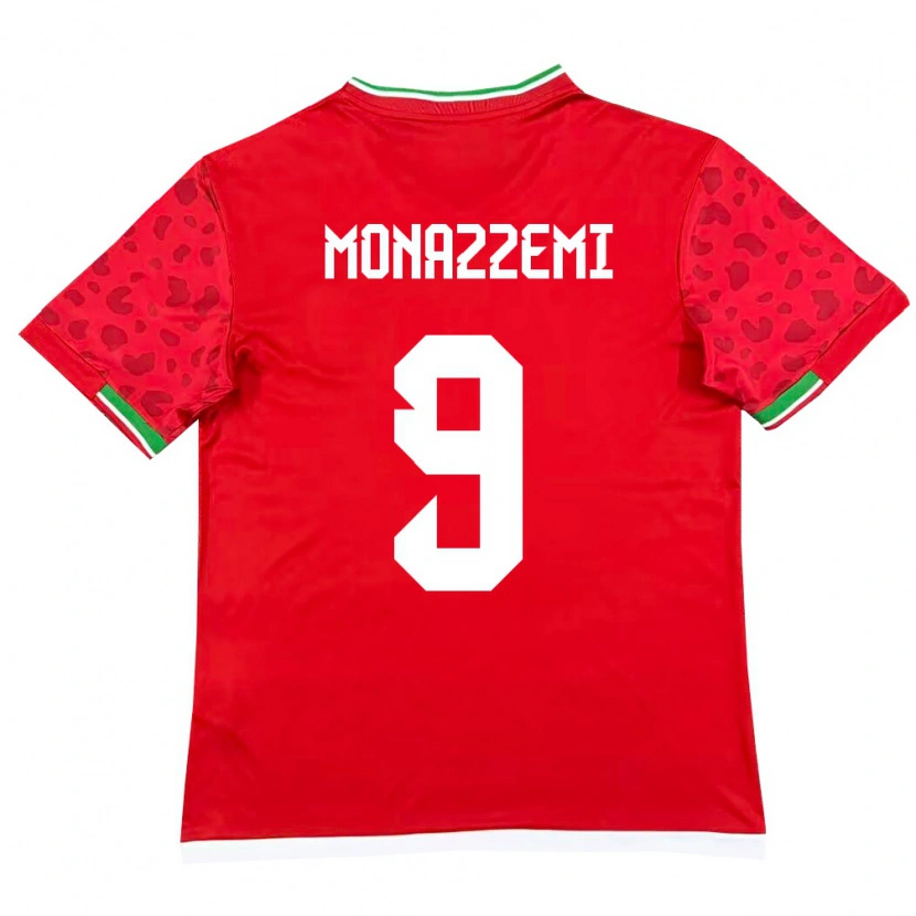Danxen Mujer Camiseta Irán Alireza Monazzemi #9 Rojo Blanco 2ª Equipación 26-28 La Camisa México