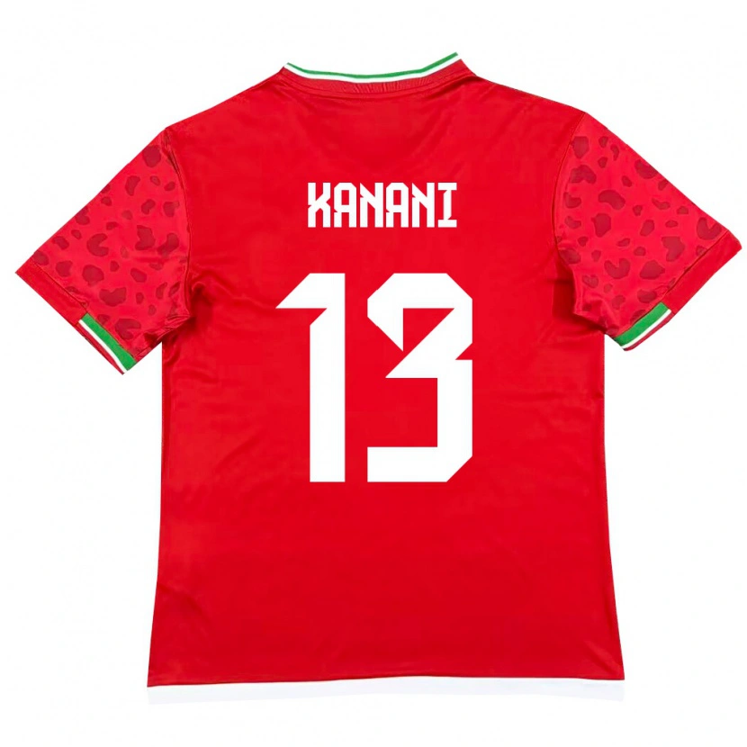 Danxen Mujer Camiseta Irán Hossein Kanani #13 Rojo Blanco 2ª Equipación 26-28 La Camisa México