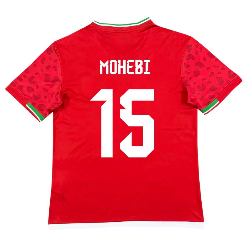 Danxen Mujer Camiseta Irán Masoud Mohebi #15 Rojo Blanco 2ª Equipación 26-28 La Camisa México