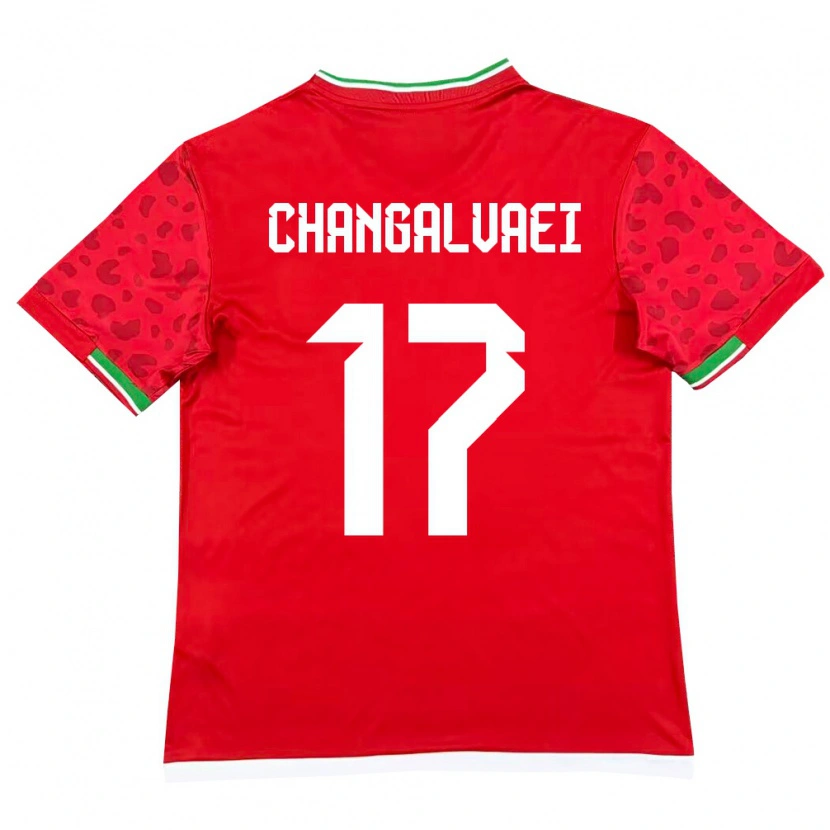 Danxen Mujer Camiseta Irán Amirreza Changalvaei #17 Rojo Blanco 2ª Equipación 26-28 La Camisa México
