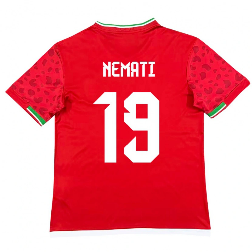 Danxen Mujer Camiseta Irán Ali Nemati #19 Rojo Blanco 2ª Equipación 26-28 La Camisa México