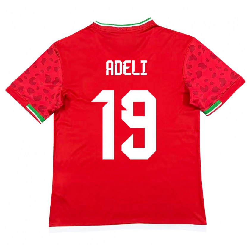 Danxen Mujer Camiseta Irán Fatemeh Adeli #19 Rojo Blanco 2ª Equipación 26-28 La Camisa México