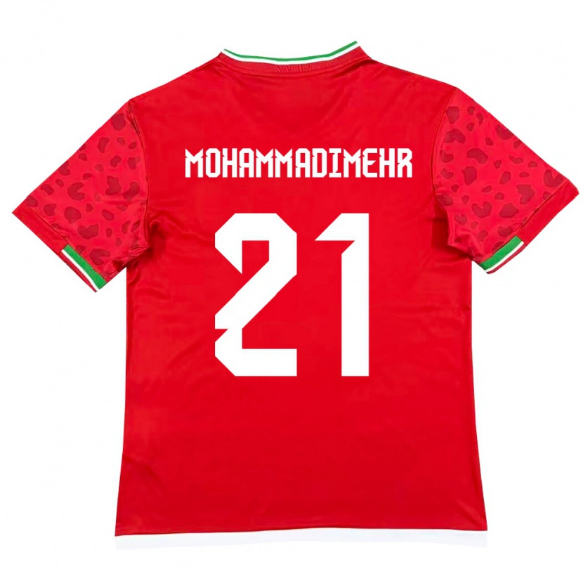 Danxen Mujer Camiseta Irán Amirtaha Mohammadimehr #21 Rojo Blanco 2ª Equipación 26-28 La Camisa México