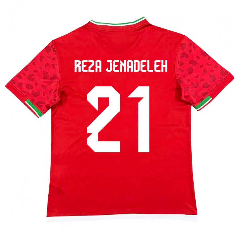 Danxen Mujer Camiseta Irán Ahmad Reza Jenadeleh #21 Rojo Blanco 2ª Equipación 26-28 La Camisa México