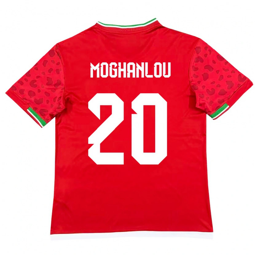 Danxen Mujer Camiseta Irán Shahriar Moghanlou #20 Rojo Blanco 2ª Equipación 26-28 La Camisa México