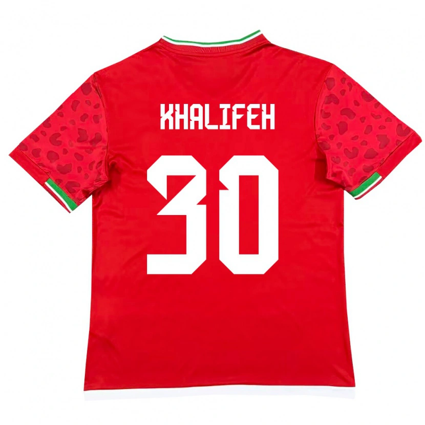 Danxen Mujer Camiseta Irán Mohammad Khalifeh #30 Rojo Blanco 2ª Equipación 26-28 La Camisa México